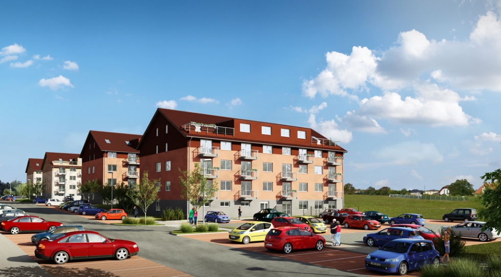 Pohled na dům A, B, C a D